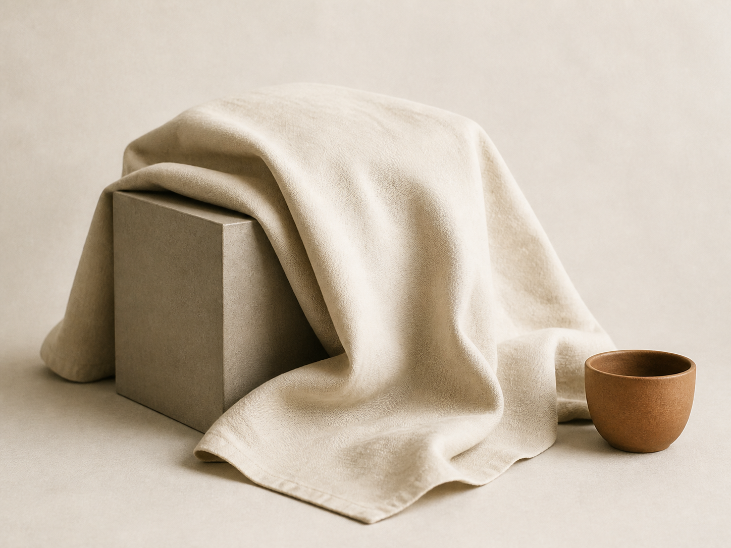 Draped cloth over a box with cup for large shape drawing lesson