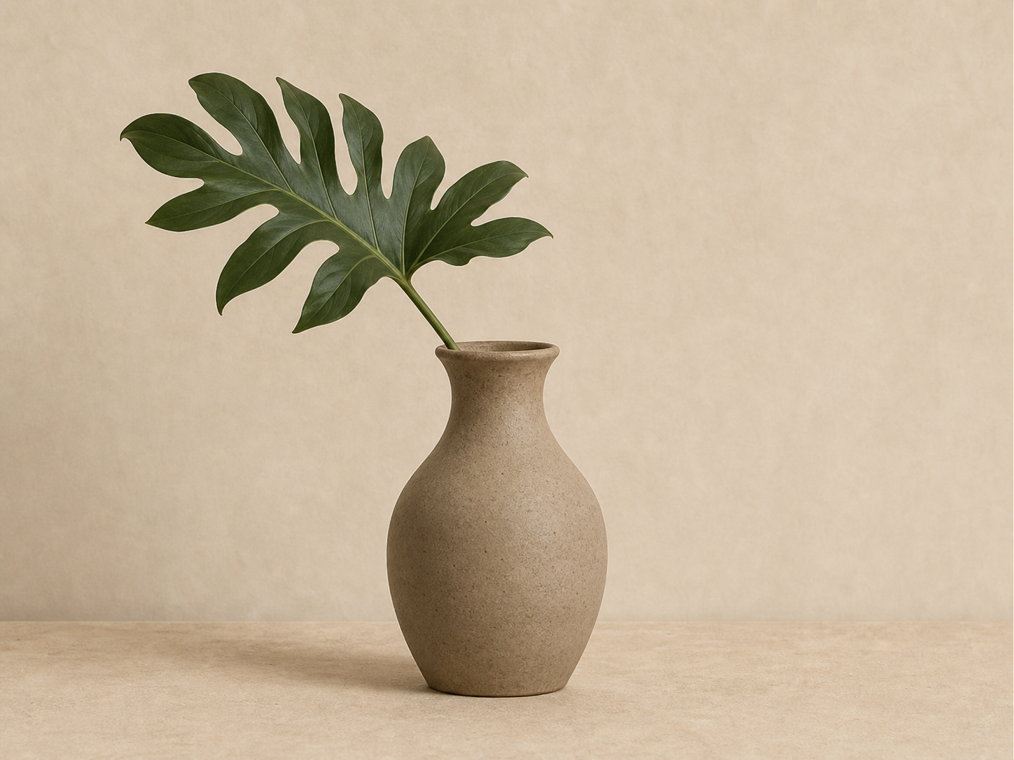 Ceramic vase with a single leaf branch for a beginner proportion drawing lesson