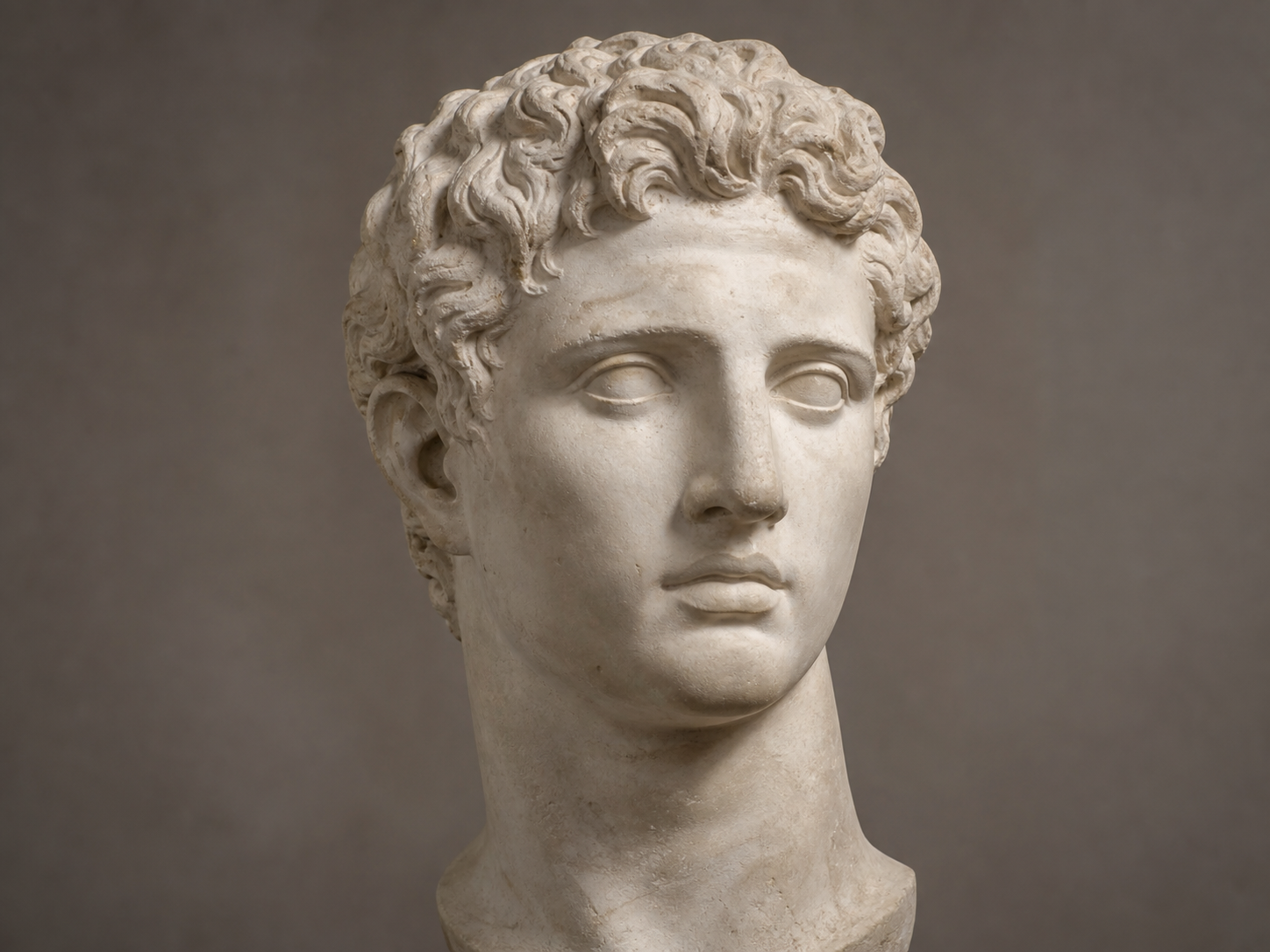 Plaster head reference for structural portrait construction