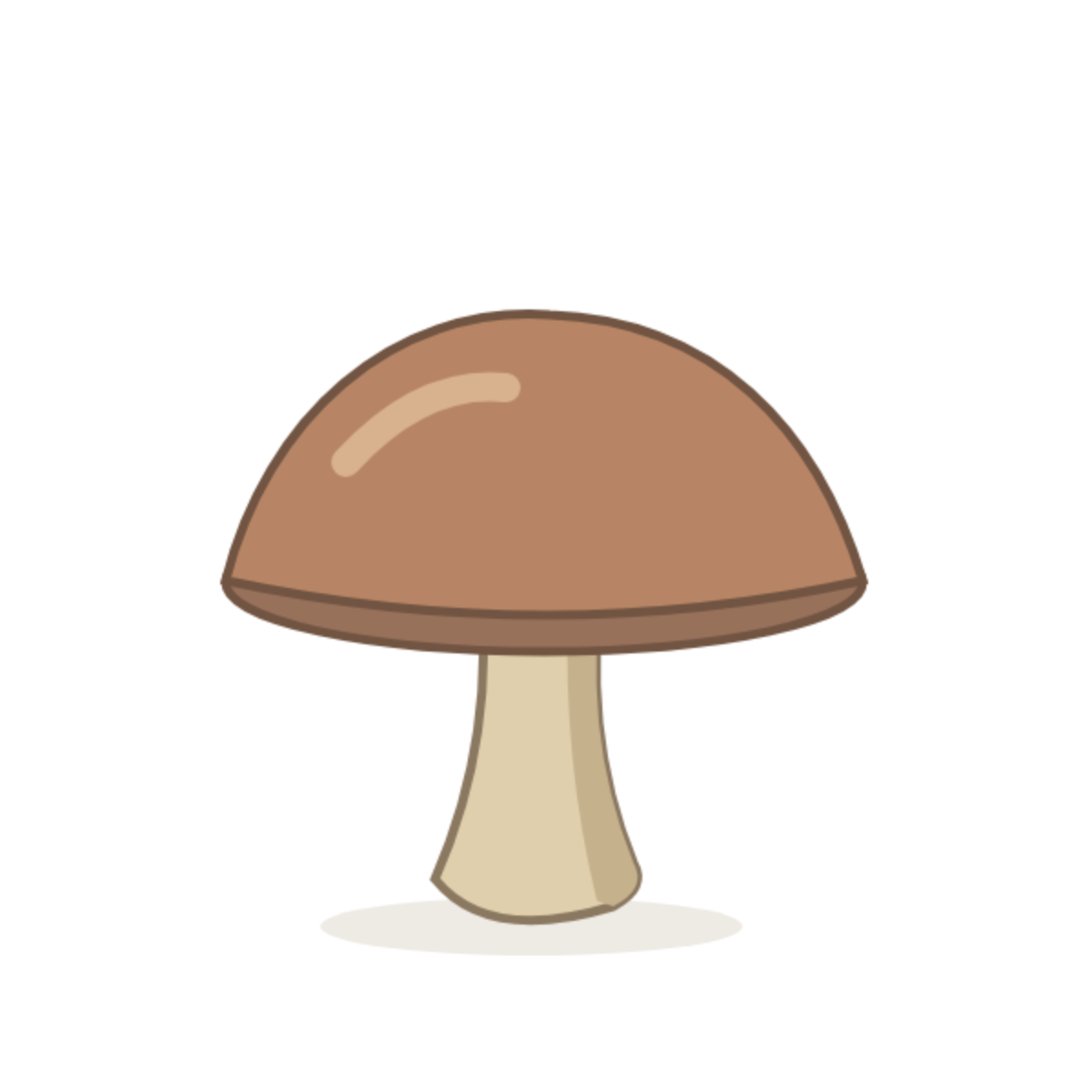 Original illustration of a chestnut mushroom with a broad domed cap, dark underside and pale curved stem